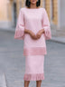 Pink Tassel-Trimmed Layered Midi Dress
