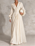 White Lapel Blazer Collar Maxi Dress