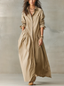 Khaki Collared Shirt Maxi Dress