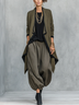 Olive Green Asymmetrical Cardigan And Lantern Pants Layered Three-piece Set
