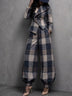 Navy Plaid Blazer And Lantern Pants Two-piece Set