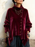Velvet Asymmetric Button Turtleneck Top