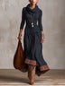 Navy Blue Cowl-neck Maxi Dress With Ethnic Geometric Print