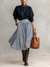Navy Oversized Sweatshirt And Blue White Striped A-line Skirt Set