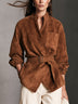 Brown Faux-suede Lace-up Jacket