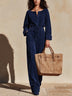 Navy Faux Suede Tie-Waist Set