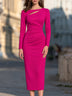 Fuchsia Asymmetric Cutout Ruched Midi Dress