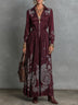 Burgundy Vintage Paisley Print Shirt Maxi Dress