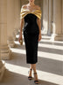 Black Gold Off-The-Shoulder Bow Midi Dress