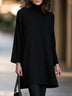 Black Turtleneck Cape Sleeve Knit Mini Dress