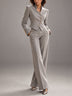Grey Cropped Blazer And Wide Leg Pants Two Piece Set