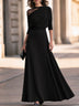 Black Draped Mesh One-Shoulder Maxi Dress