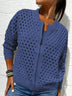 Openwork Knit Zip-up Casual Jacket