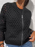Openwork Knit Zip-up Casual Jacket