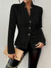 Elegant Solid Color Textured Blazer