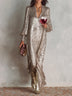 Minimalist Loose Shimmering V-neck Maxi Party Dress