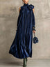 Olive Green Pleated Maxi Dress With Floral Shoulder Detail