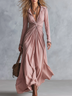 Dusty Pink Long Sleeve Ruched Maxi Dress