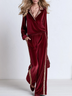 Elegant Burgundy Velvet Sequin Trim Wide-Leg Pants Two-Piece Set – Chic Evening Style