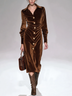 Velvet Collared Button Front Midi Dress