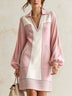 Blush Pink & Ivory Color-Block Shirt Dress