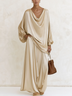 Champagne Satin Draped Two-Piece Set