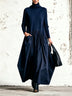 Black High Neck Pocket Detail Oversized Maxi Dress