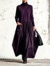 Black High Neck Pocket Detail Oversized Maxi Dress