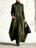 Black High Neck Pocket Detail Oversized Maxi Dress