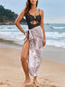Solid Color One-piece Swimsuit & Skirt Set