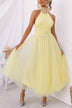 Fairy Vibes Tulle Gathered Detail Halter Maxi Dress