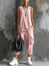Dark Gray Vest And Jogger Cargo Pants Casual Suit