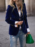 Elegant Velvet Slim-fit Faux Pocket Suit Jacket