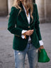 Elegant Velvet Slim-fit Faux Pocket Suit Jacket