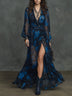 Bohemian Chiffon Elegant Midnight Floral Maxi Dress