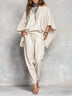 Solid-Color Casual Off-the-Shoulder Top and Pants Set