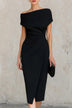 Elegant Short-sleeved Slim-fit Pleated Midi Dress