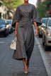 Elegant Solid Color Waist Dress