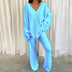 Comfortable Solid Color V-neck Daily  Two-piece Set