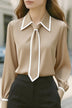 Fashion Contrast Tie Long-sleeved Casual Shirt