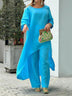 Fashionable Solid Color Two-piece Set