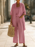 Minimalist Faux Linen-cotton Three-piece Set