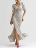 Collared Heart-Neckline Slim-Fit Ruched Mermaid Dress