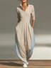 Structured Stand-Collar Striped Panel Jumpsuit