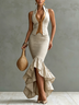 Vest + Asymmetrical Ruffled Fishtail Skirt Professional Two-Piece Set