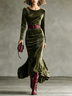 Long Sleeve Velvet Mermaid Maxi Dress