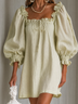 Square-Neck Puff-Sleeve Mini Dress